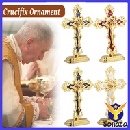 Sonata Standing Crucifix Saint Benedict Metal Crucifix Cross Ornament Decoration Car and Office