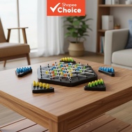 Triangle Chess Geometry Chain Puzzle Desktop Game with Rubber Band Training for Family Interaction E