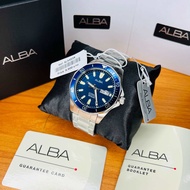 Alba Mechanical Automatic 200M Blue Dial Silver Stainless Steel Bracelet Day Date Display Men’s Watc