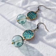 23:30PM想像自己在夜中發光/湖水光 -皮革耳環/黃銅耳環/耳針耳夾