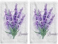 ALAZA Lavender Purple Flowers Bathroom Hand Towels Set of 2 Soft 100 Percent Cotton Towel Luxury Dec