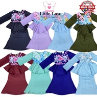 LITTLE LUXE Budak Baju Kurung Peplum Corak Floral Set(Blue/Purple/Royal Blue/Maroon/Green)