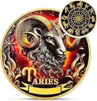 Aries 12 Zodiac Challenge Coin - Twelve Constellations Aries Protective Talisman Coin - Divination T