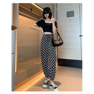 Alibaba long linen pants with loose legs and multi-patterned legs seluar perempuan pants women