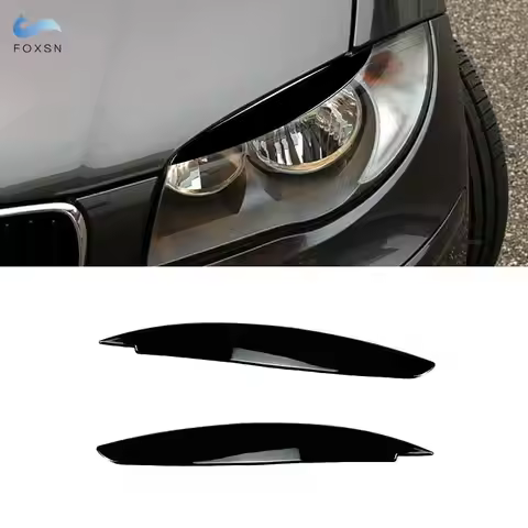 2pcs ABS Glossy Black Decoration Trim Sticker For BMW 1 Series E81 E82 E87 E88 2004-2014 Car Headlig