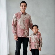 KATUN KEMEJA DOOBY COTTON, Batik Shirt with Snail MOTIF, PINK, ROSE, GOLD, CREAM, Couple, Father and
