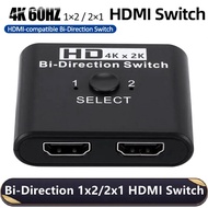4K HDMI Switch 2 in 1 Out HDMI 2.0 Switcher Splitter 4K 3D HDR Bi-Directional Switch Computer Laptop Xbox HDTV Projector