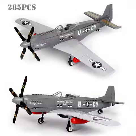 Military P-51 Mustang Fighter building blocks, Army Children's Educational building blocks, birthday