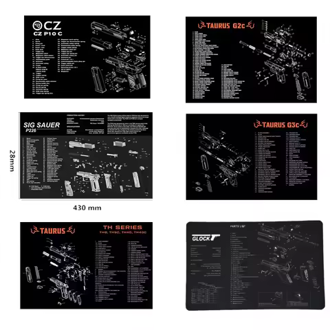 Rubber Gun Cleaning Mat Pad For Taurus G2C G3C TS9 TH9 TH40 CZ P10 C F Glock 17 19 22 25 26 28 Kit B