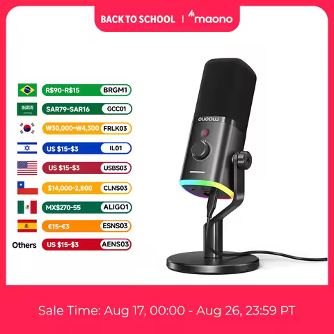 MAONO PD100X Dynamic Microphone. Software Noise Reduction Included. RGB Gaming Mic. Enhances Gaming 
