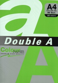 กระดาษ A4 กระดาษสี พาสเทล / สะท้อนแสง Double A 75 / 80  แกรม 25 แผ่น