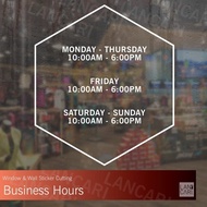 Sticker Sticker Cutting Store Hours Cafe Shop Clock Open Glass Wall