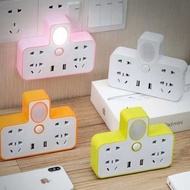 2 USB 2-Pin T-Shaped Light Power Outlet - 3-Pin Plug