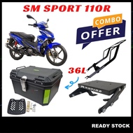 (SM Sport 110R) GS 36L Top Box Motorcycle+Givi Rapido Monorack V-Rack/Rapido Rak Lipat Adjustable