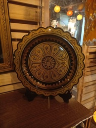 Burmese Gold Lacquer decorative plate with stand
