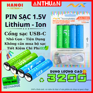 Pin sạc AA / AAA 1.5 type-C sạc nhanh dung lượng cao 3200mWh dùng 10năm - trên 1200lần- NuoxingBatte