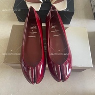 Tabi Toe Patent Leather Flats Burgundy Elegant Limited Edition Shoes