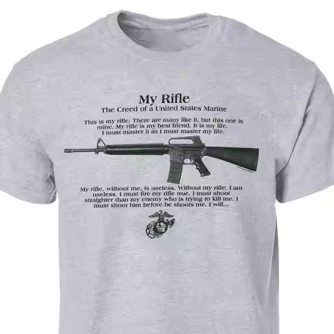 My Rifle -US Marine Corps Creed Printed T Shirt. High Quality Cotton, Breathable Top, Loose Casual T