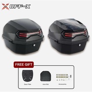 OFF-X 40L Robocop Double Layer Motorcycle Storage Box With Red Reflector Motor Box Belakang