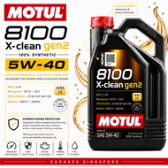 🇸🇬 MOTUL 8100 X-CLEAN GEN2 5W40 100% Synthetic Engine Oil [5L]