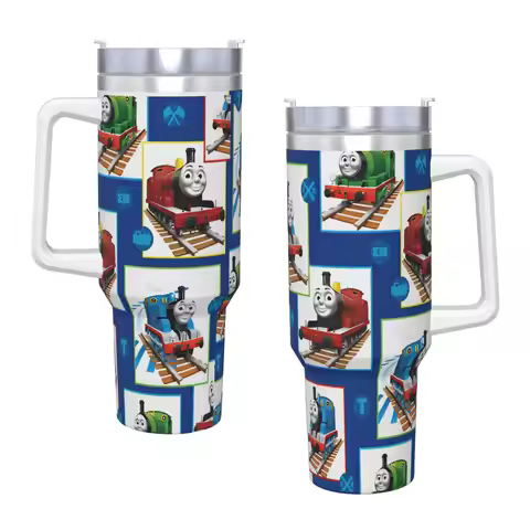 T-Thomas The Train Friends Stainless Steel Tumbler Camping With Straws and Lid Large Capacity Mugs C