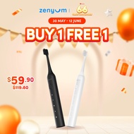 [6.6 SALE - BUY 1 FREE 1] Zenyum Sonic Go Travel Sized Electric Toothbrush - Black/ White (Portable,