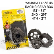 ORI FASSTEK YAMAHA LC135 4S RACING GEAR BOX 1st-31T / 2nd-29T / 4st-21T 1SET-3PCS LC 4 SPEED GEARBOX