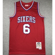 new NBA men Philadelphia 76ers #6 Julius Erving embroidery basketball jerseys jersey retro red