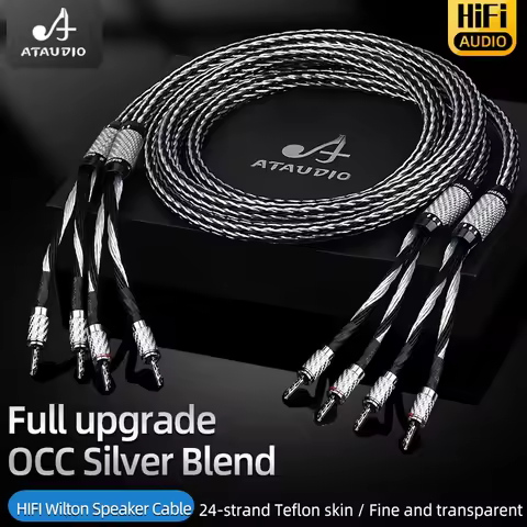 ATAUDIO One Pair HIFI Speaker Cable HI-End Amplifier OCC silver mixed Hi-end Hifi Speaker Cable With