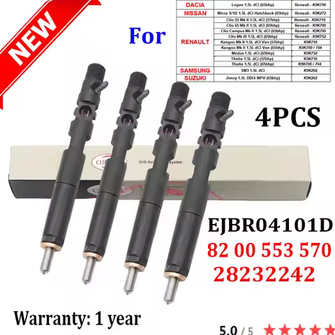 4PCS 28232242 EJBR04101D 8200553570 82 00 553 570 Diesel Injector For RENAULT Kangoo Mk II NISSAN Mi