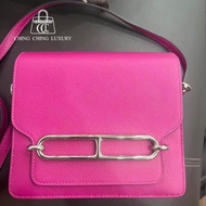 🌈Hermes💜Mini Roulis 19💜L3玫瑰紫銀扣🌟98新🌈evercolor皮🌟