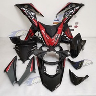 CUSTOM COVER SET ORIGINAL HONDA RS150 BLACK WITH STRIPE (29) HAYABUSA RED BLACK