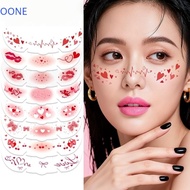 OONE 8pcs Face Temporary Tattoos, Waterproof Facial Art Freckles Blush Stickers, Love Heart Long Las