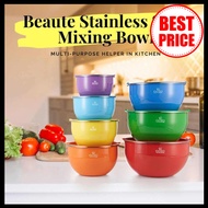 (Black) iGOZO Beaute Colorful Stainless Steel Mixing Bowl + 3 Pcs Knife Set - [Local Ready Stocks]