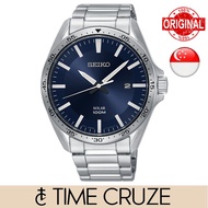 [Time Cruze] Seiko SNE483 Solar 100M Essentials Quartz Stainless Steel Blue Dial Men Watch SNE483P1 SNE483P