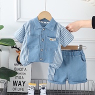 Children's denim suit Summer Boys Baby Girls Fashion T Shirt Shorts 2Pc/Set Set Kids Outfits 0-5 Yea