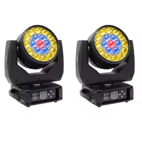 2/4X 19x15W LED Eye Beam Moving Head Light RGBW Zoom Wash Clay Paky Style DMX Stage Lighting with Fl