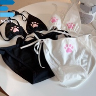 NCB11 ผูกเชือก ชุดบราและกางเกงใน ชุดชายหาด คอสเพลย์ ชุดชั้นในแบบกรงเล็บแมว น่ารัก บิกินี่ ชุดชั้นในล