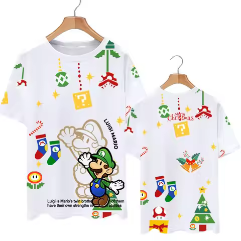 Super Mario Luigi Brothers Christmas Quick-drying Short-sleeved T-shirts Male and Female Students in