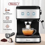 Sboly 2 IN 1 Espresso Coffee Machine | 20Bar Capsule Coffee Maker with Milk Frothing Bubble Wand | Compatible for Nespresso Capsule &amp; Ground Coffee、Latte and Cappuccino