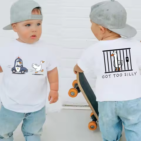 Got Too Silly Toddler Shirt Funny Silly Goose Boys Girls Short Sleeve Tee Funny Farm Animal Kids Shi