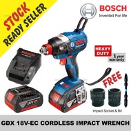 Free Socket 17,21 & bit mm) BOSCH GDX 18V-EC CORDLESS IMPACT WRENCH