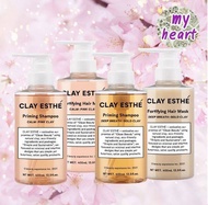 Clay Esthe Priming Shampoo/Fortifying Hair Mask (Pink,Gold) 400/800 ml แชมพู มาส์ก สูตรดูแลหนังศรีษะมัน คัน และรังแค