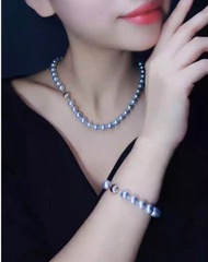 天然海水珍珠 akoya 真多麻 純銀 手鏈