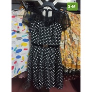 Black polka dot dress style S-M MS40