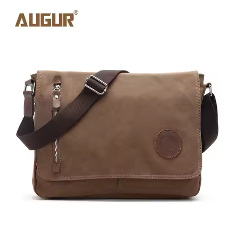 Augur Top quality Canvas Leather Crossbody Bag Men Military Army Vintage Messenger Bags Shoulder Bag