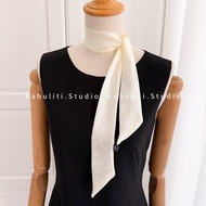 White Small Strip Thin Narrow Silk Scarf Women Neck Protection Neck Neck Tie Hair Tie Tie Bag Ribbon