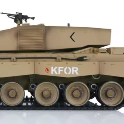 Heng Long 1/16 Scale 7.0 Plastic RC Tank Challenger II RTR Model 2.4G 3908 Painted In Yellow Gearbox