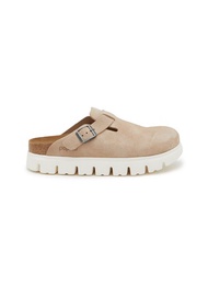 BIRKENSTOCK BOSTON CHUNKY SUEDE FLATFORM MULES