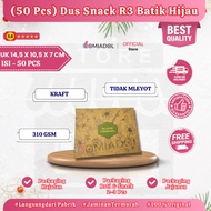 HIJAU (50 Pcs) Premium Green Batik Motif R3 Cake Box - Size 14.5x10.5x7 cm